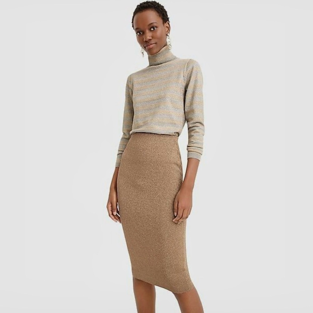 J. Crew gold lurex stretch pencil skirt
